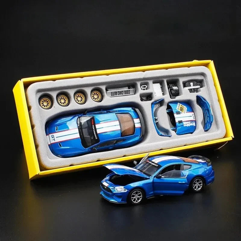 DIY Customizable 1:42 Scale Ford Mustang Alloy Car Model Kit - Unique Racing Car Collectible for Hobbyists & Enthusiasts