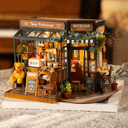 Diyion™ | DIY Miniature French Bistro Kit - Tipsy Restaurant - Diyion