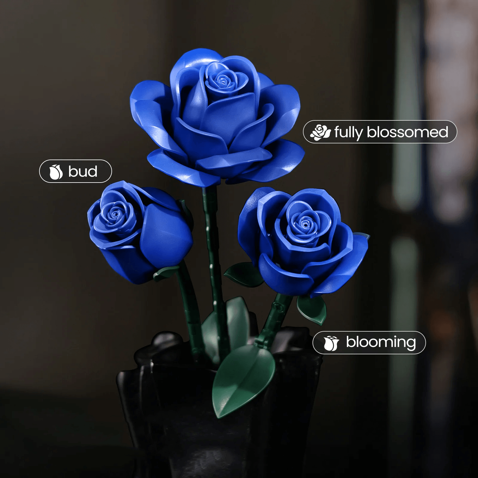 Diyion™ | Eternal Blue Rose Bouquet Building Set - Diyion