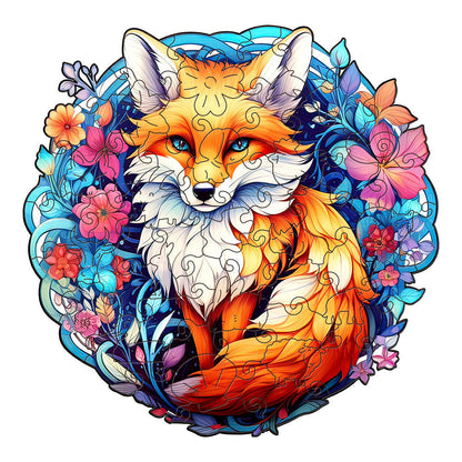 Colorful wooden jigsaw puzzle featuring artistic animal design with intricate patterns and vibrant details