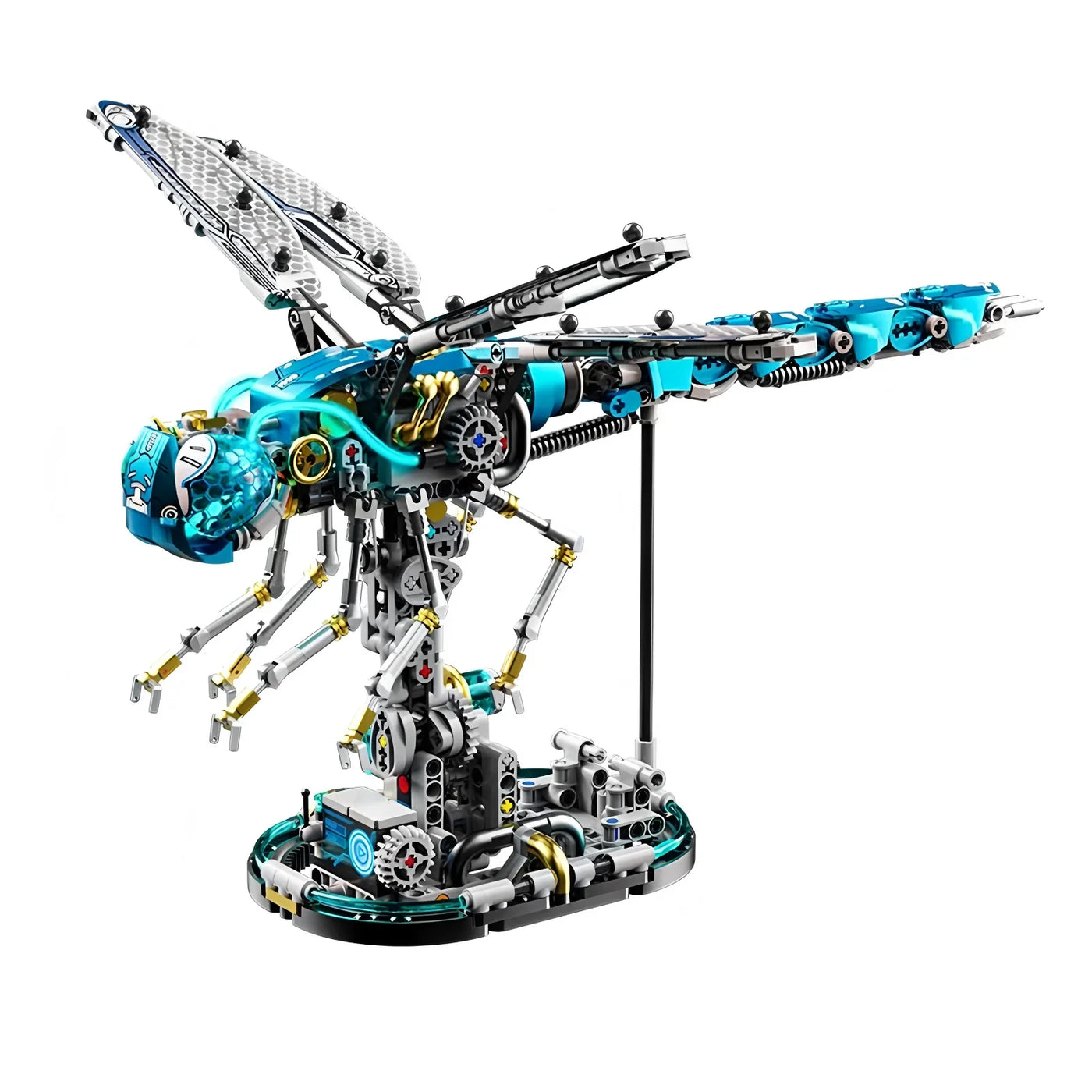 Diyion mechanical dragonfly building blocks set with LED lights and movable joints for STEM education and creative building