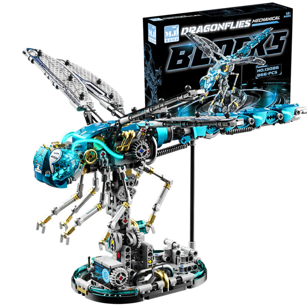 Diyion mechanical dragonfly building blocks set with LED lights and movable joints for STEM education and creative building