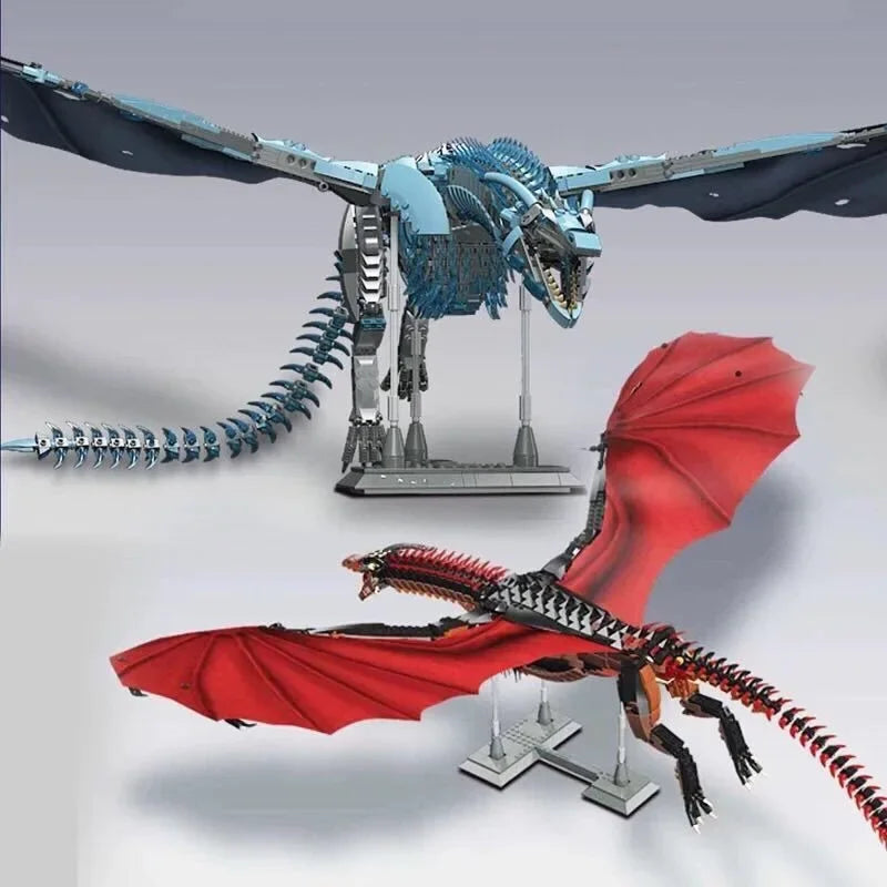 Diyion Giant Dragon Master Builder Set - 1889 piece premium building blocks with articulated wings and poseable joints for ages 12+