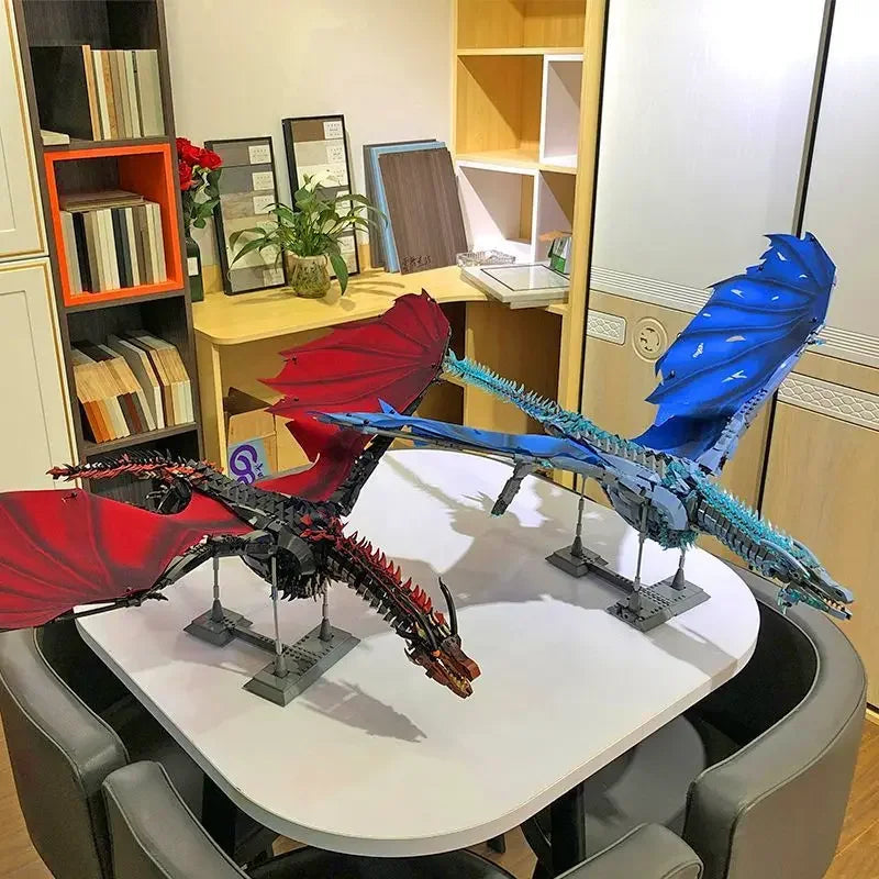 Diyion Giant Dragon Master Builder Set - 1889 piece premium building blocks with articulated wings and poseable joints for ages 12+