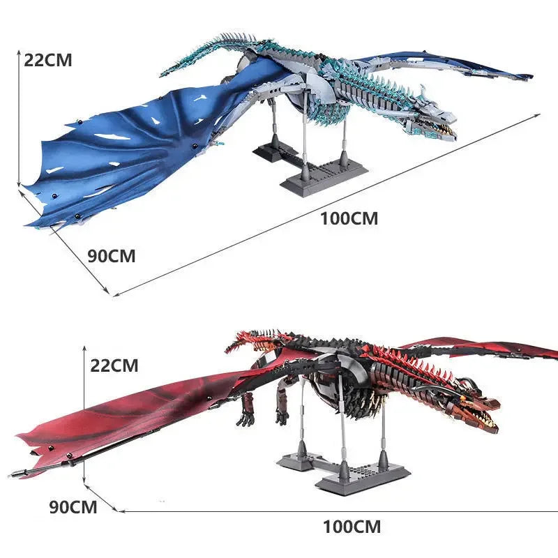 Diyion Giant Dragon Master Builder Set - 1889 piece premium building blocks with articulated wings and poseable joints for ages 12+