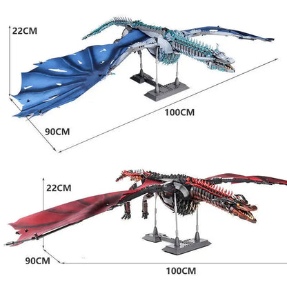 Diyion Giant Dragon Master Builder Set - 1889 piece premium building blocks with articulated wings and poseable joints for ages 12+