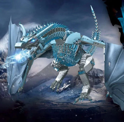 Diyion Giant Dragon Master Builder Set - 1889 piece premium building blocks with articulated wings and poseable joints for ages 12+
