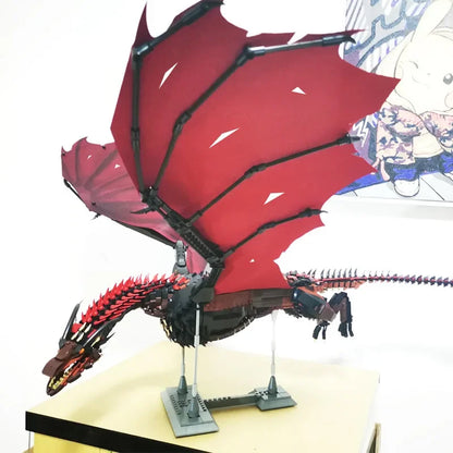 Diyion Giant Dragon Master Builder Set - 1889 piece premium building blocks with articulated wings and poseable joints for ages 12+
