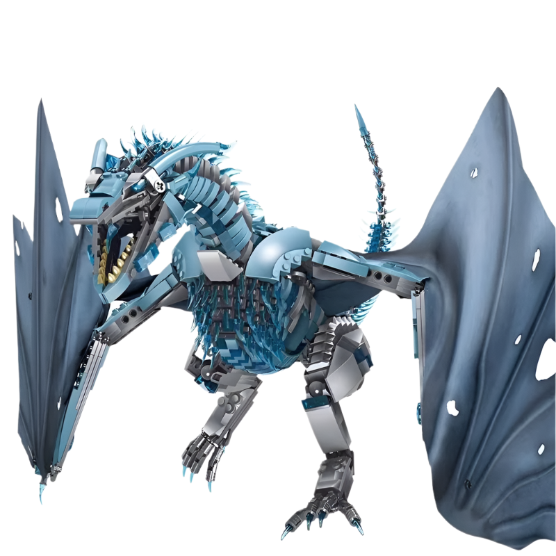 Diyion Giant Dragon Master Builder Set - 1889 piece premium building blocks with articulated wings and poseable joints for ages 12+
