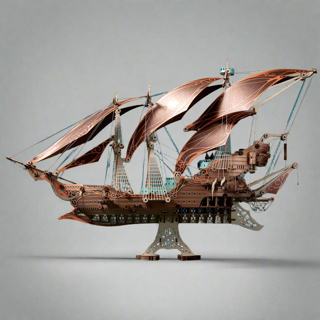 Diyion™ | Secrets of the Aether 3D Steampunk Pirate Ship Wooden Assembly Kit - Diyion