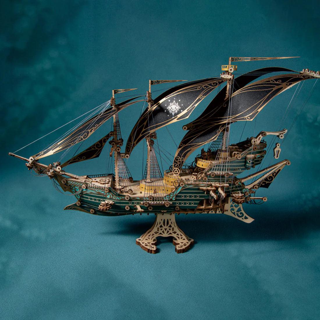 Diyion™ | Secrets of the Aether 3D Steampunk Pirate Ship Wooden Assembly Kit - Diyion