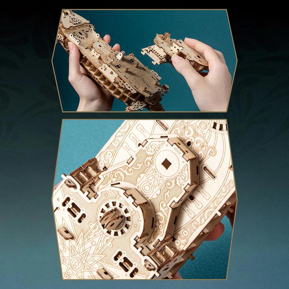 Diyion™ | Secrets of the Aether 3D Steampunk Pirate Ship Wooden Assembly Kit - Diyion