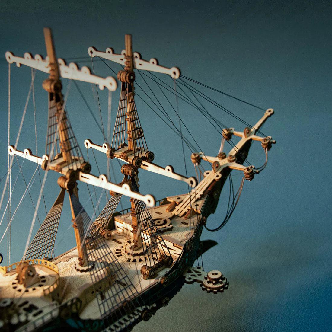 Diyion™ | Secrets of the Aether 3D Steampunk Pirate Ship Wooden Assembly Kit - Diyion