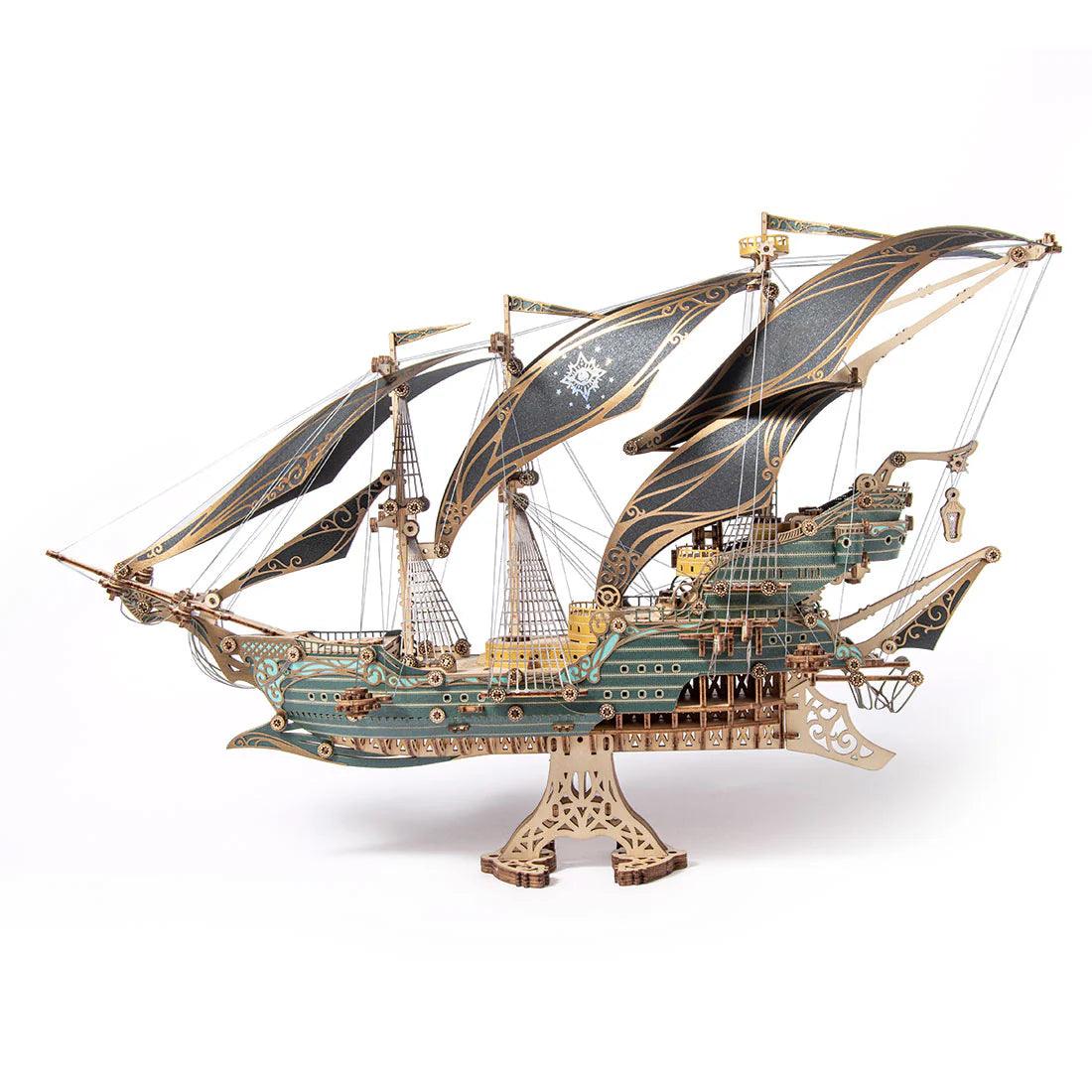 Diyion™ | Secrets of the Aether 3D Steampunk Pirate Ship Wooden Assembly Kit - Diyion