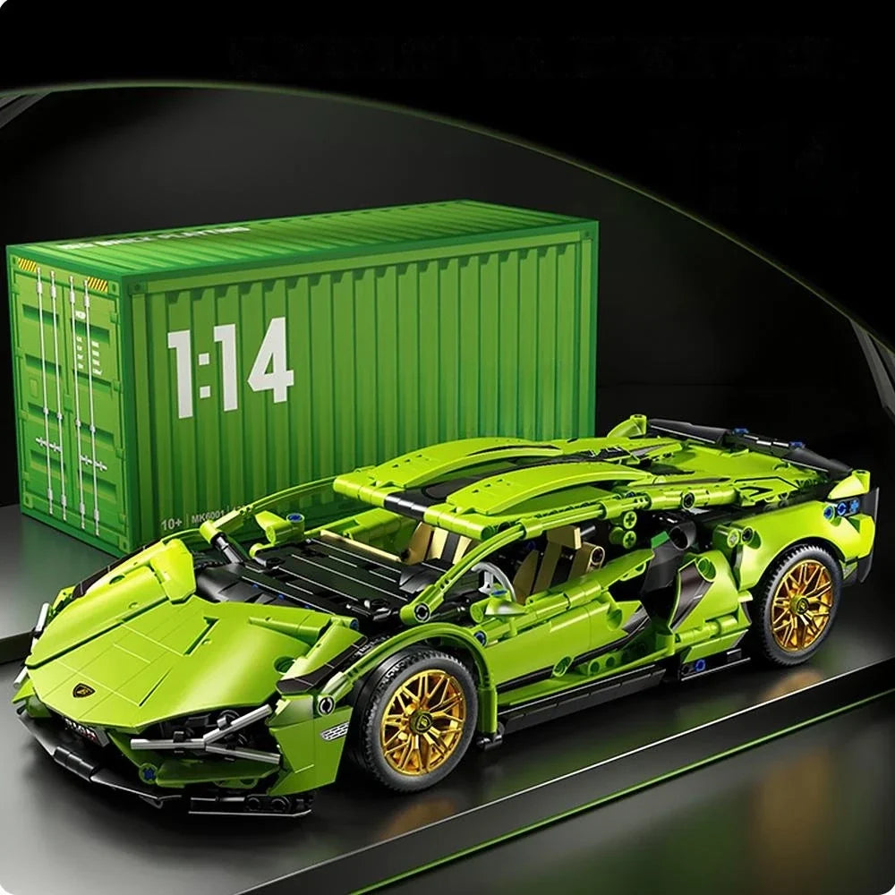 Premium building blocks racing car model with technical components and remote control functionality
