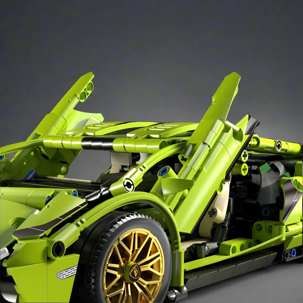 Premium building blocks racing car model with technical components and remote control functionality
