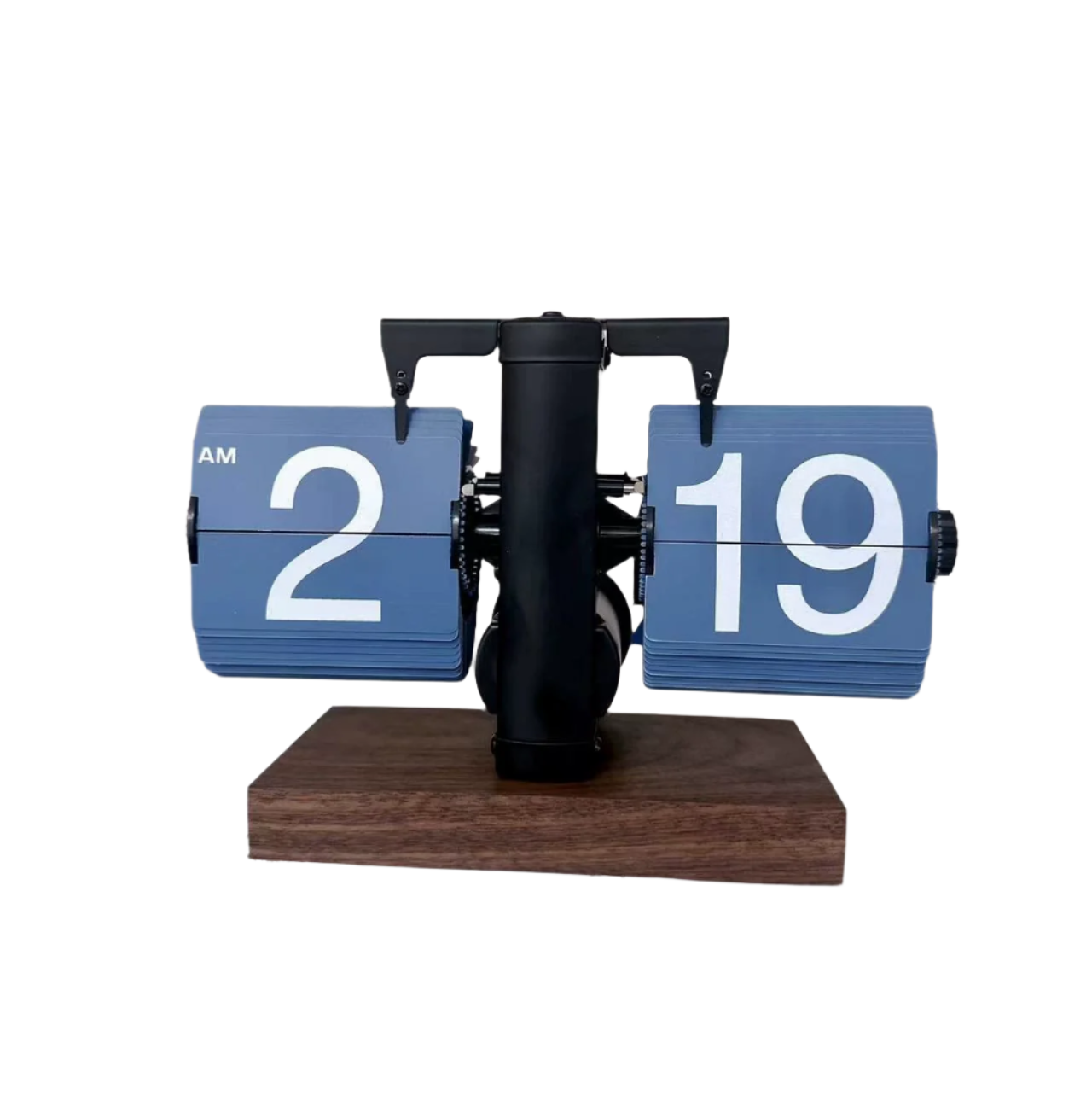 Vintage retro flip clock with wooden base and large number display for home office decoration and modern timekeeping