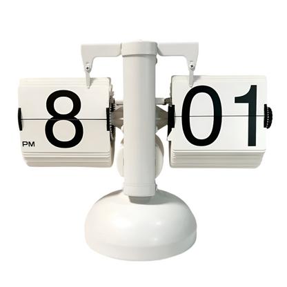 Vintage retro flip clock with wooden base and large number display for home office decoration and modern timekeeping