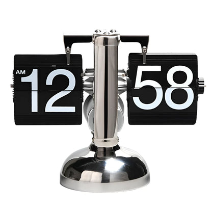Vintage retro flip clock with wooden base and large number display for home office decoration and modern timekeeping