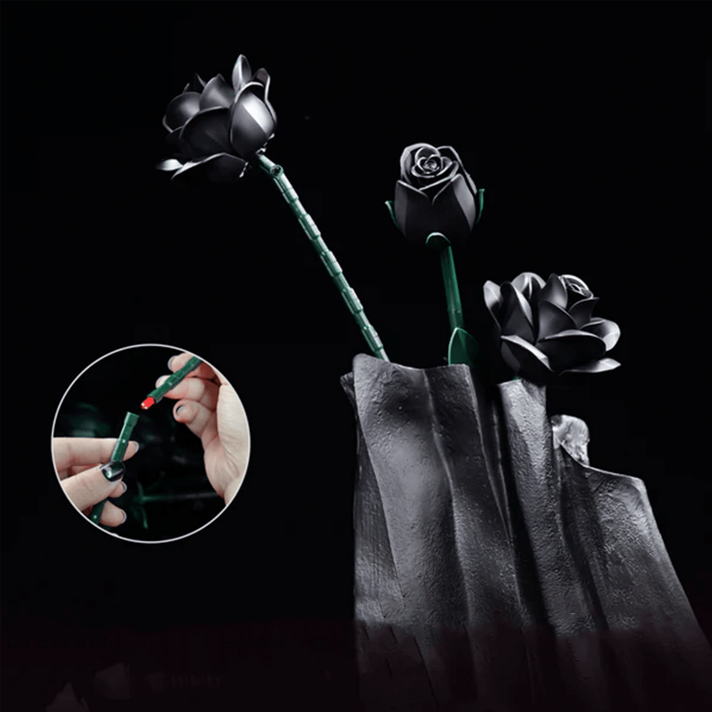 Diyion | Eternal Black Rose Bouquet Building Blocks - Diyion