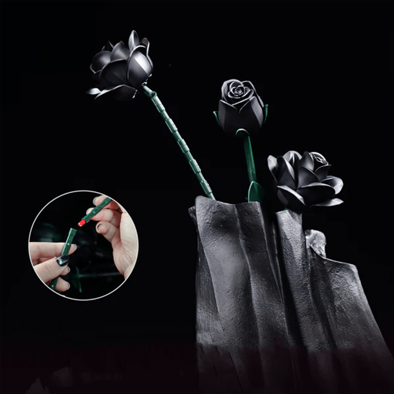 Diyion | Eternal Black Rose Bouquet Building Blocks - Diyion