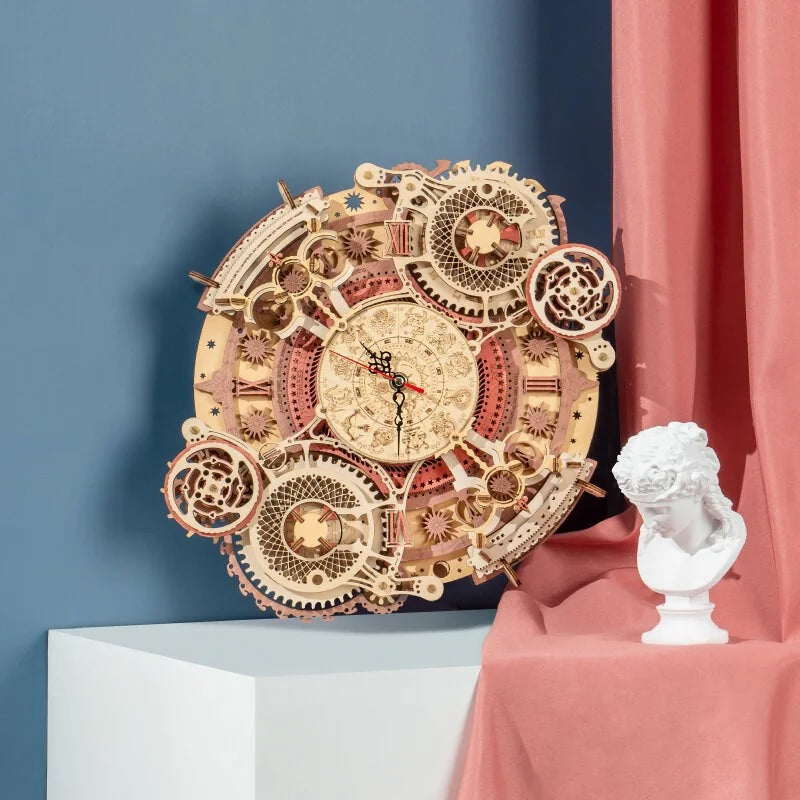 Decorative wall clock Diyion | Enchanted Zodiac Wall Clock Time Keeper -  3D Wooden Model kit