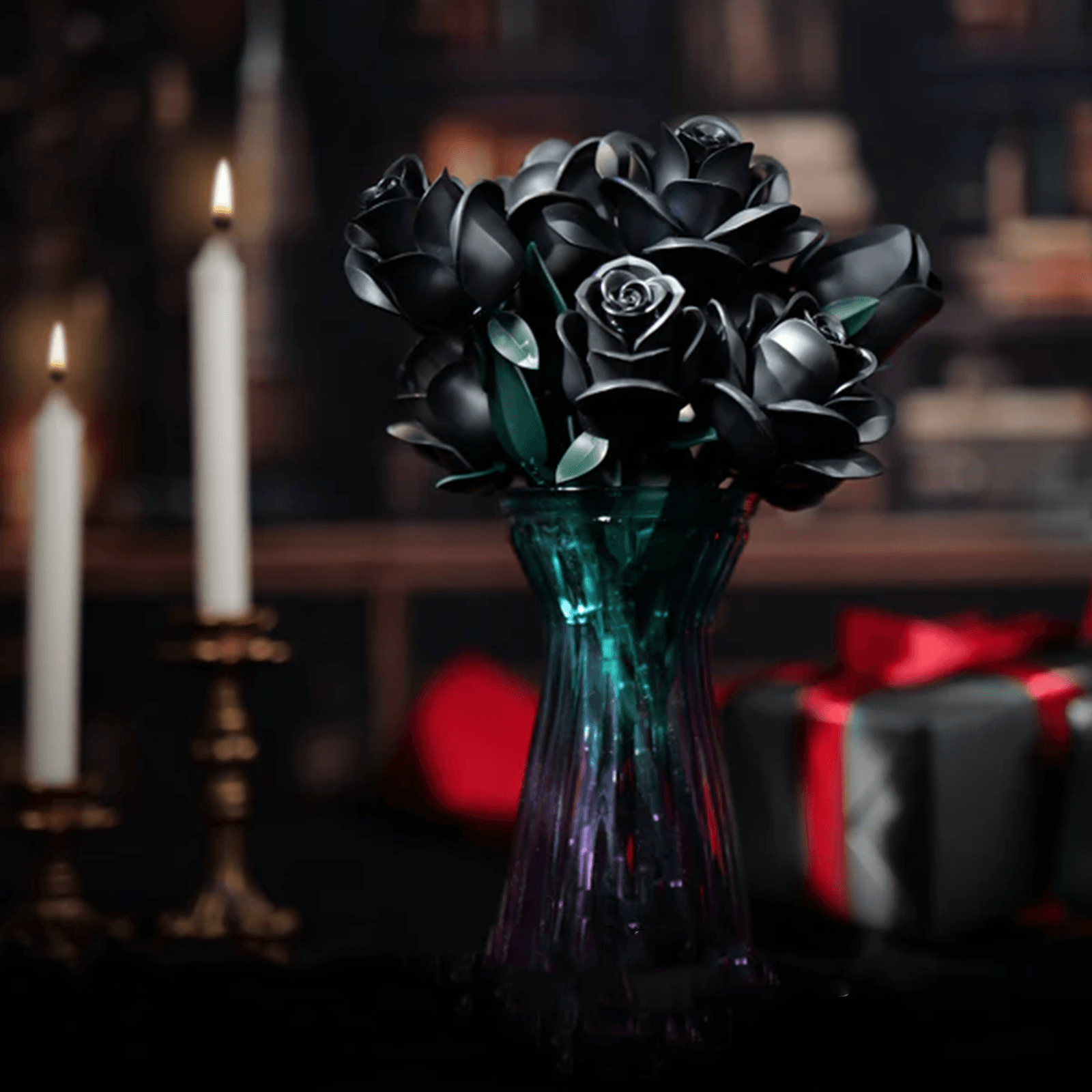 Diyion | Eternal Black Rose Bouquet Building Blocks - Diyion