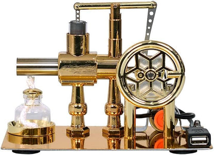 Diyion Educational Stirling Engine Generator with LED Light - Premium Physics Teaching Model for STEM Learning and Science Demonstrations