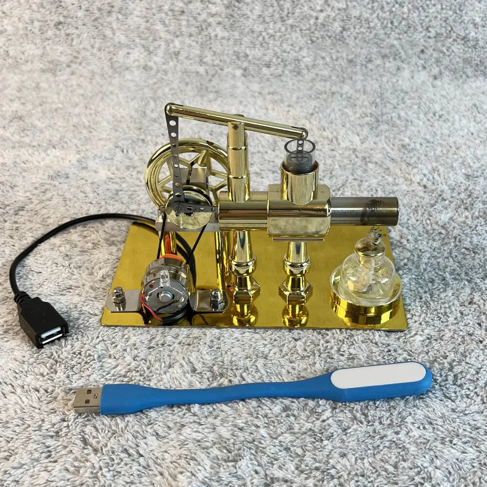 Diyion Educational Stirling Engine Generator with LED Light - Premium Physics Teaching Model for STEM Learning and Science Demonstrations