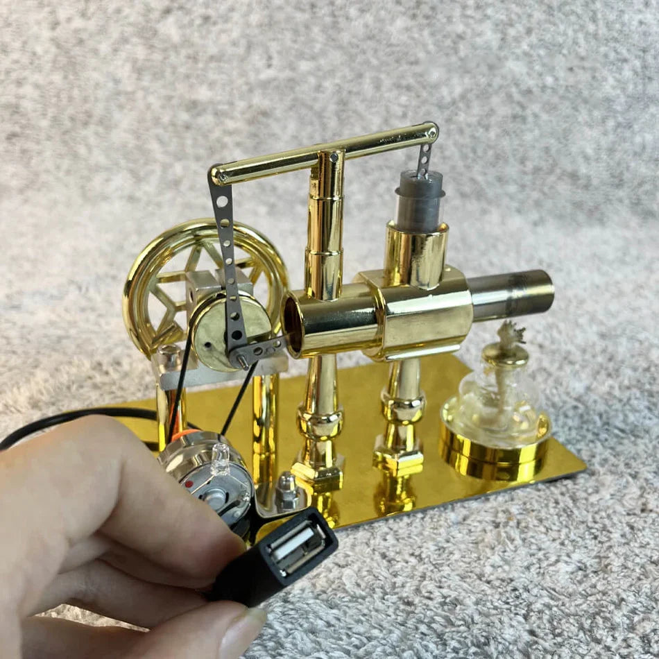 Diyion Educational Stirling Engine Generator with LED Light - Premium Physics Teaching Model for STEM Learning and Science Demonstrations